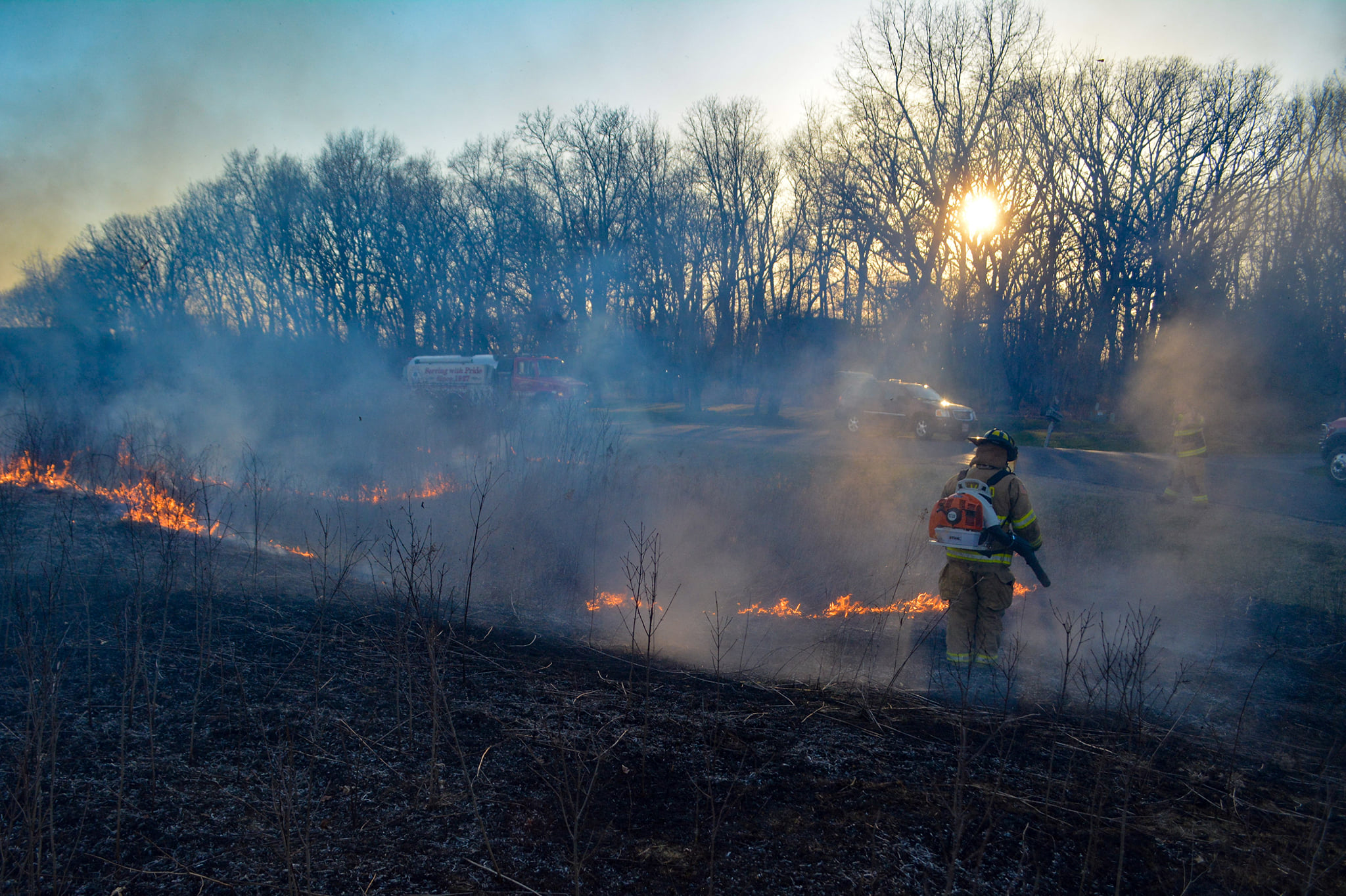 Rochester firefighters responding to a grass fire
